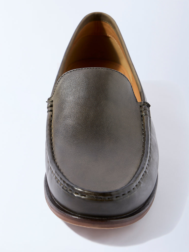 SOLEPLAY Olive Solid Leather Loafers