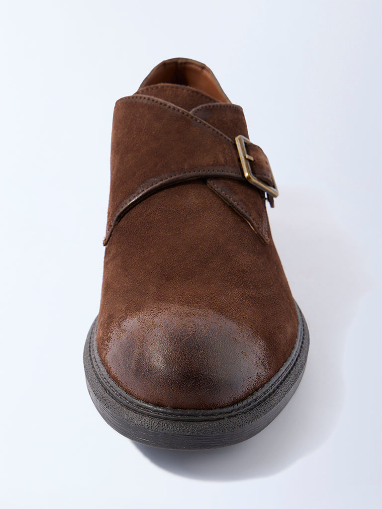 SOLEPLAY Brown Suede Monk Strap Shoes
