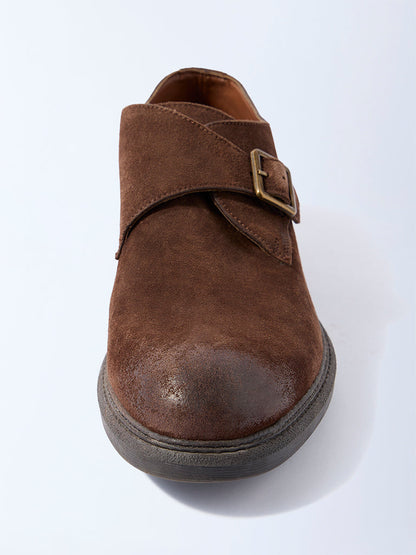 SOLEPLAY Light Brown Suede Monk Strap Shoes
