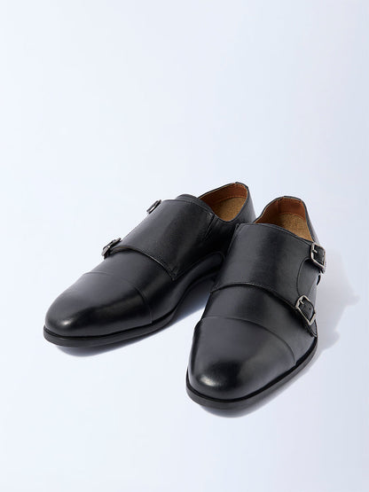 SOLEPLAY Black Buckle-Detailed Leather Monk Shoes