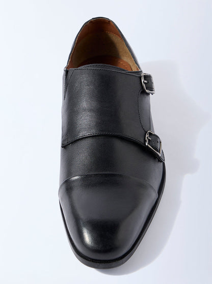 SOLEPLAY Black Buckle-Detailed Leather Monk Shoes