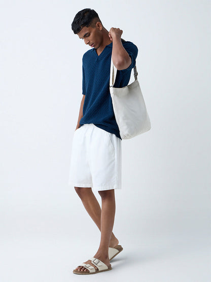 ETA Indigo Knit-Textured Relaxed-Fit Cotton Polo T-Shirt