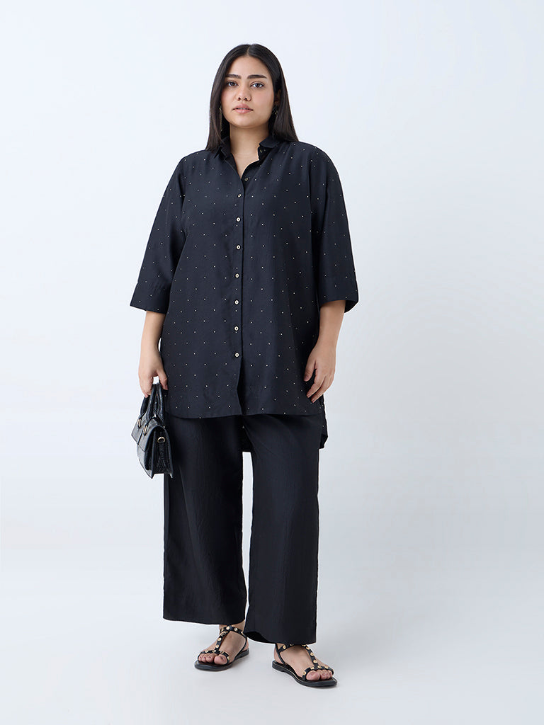 Diza Black Solid Pants