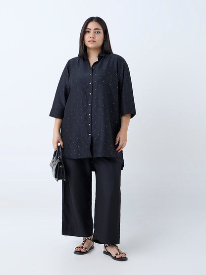 Diza Black Solid Pants
