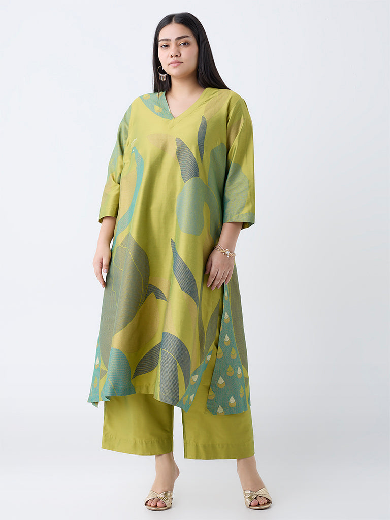 Diza Lime Solid Ethnic Pants