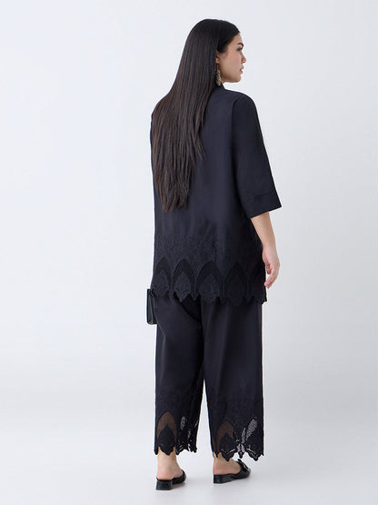 Diza Black Embroidered Cotton Tunic
