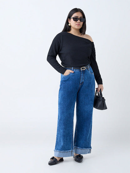 Gia Blue Faded Relaxed-Fit High-Rise Jeans