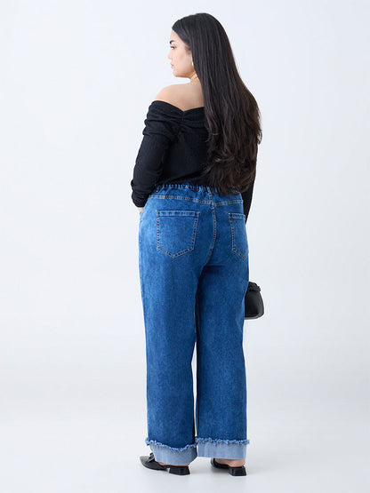 Gia Blue Faded Relaxed-Fit High-Rise Jeans