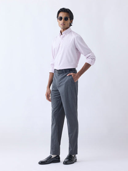 WES Formals Light Pink Slim-Fit Cotton-Blend Shirt