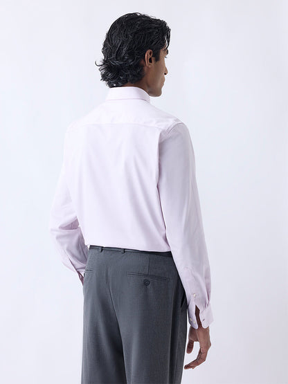 WES Formals Light Pink Slim-Fit Cotton-Blend Shirt