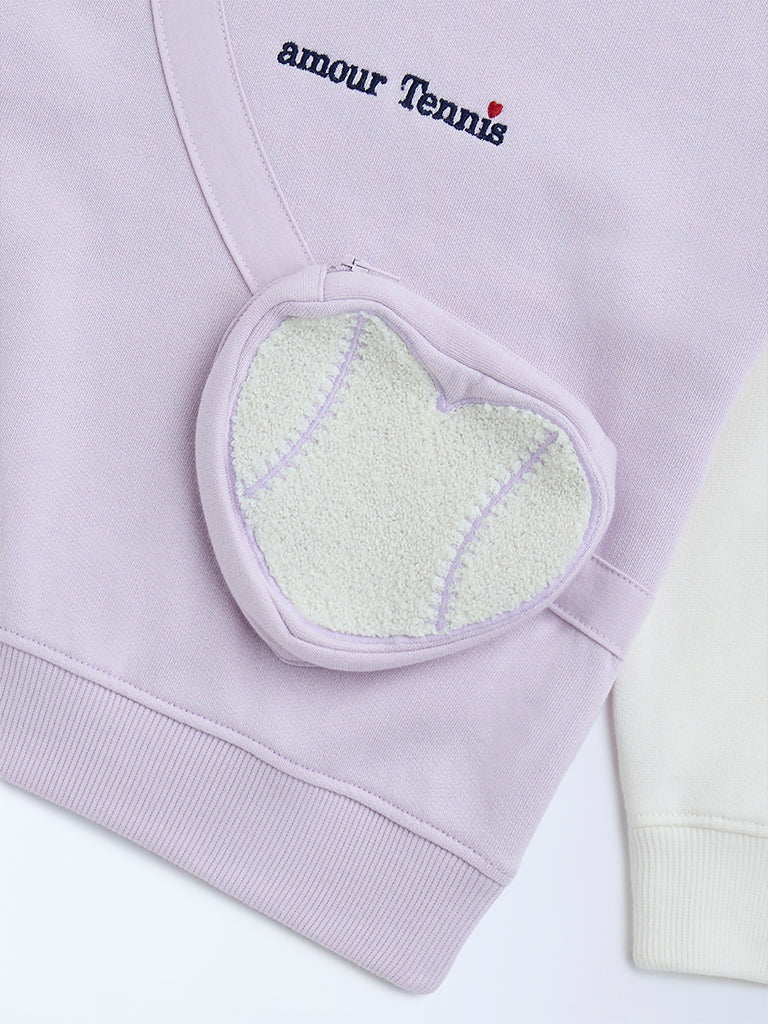 HOP Kids Lilac Text Design Cotton-Blend Sweatshirt