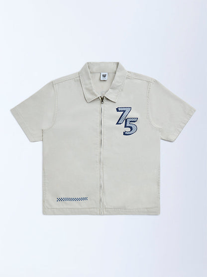 Y&F Kids Beige Printed Cotton Jacket