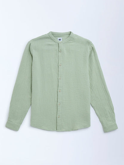 Y&F Kids Sage Crinkled Cotton Shirt