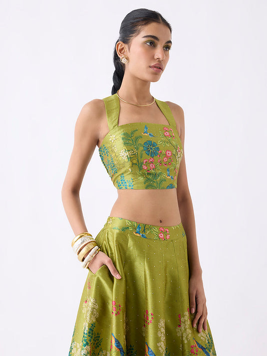 Vark Lime Botanical-Inspired Ethnic Top