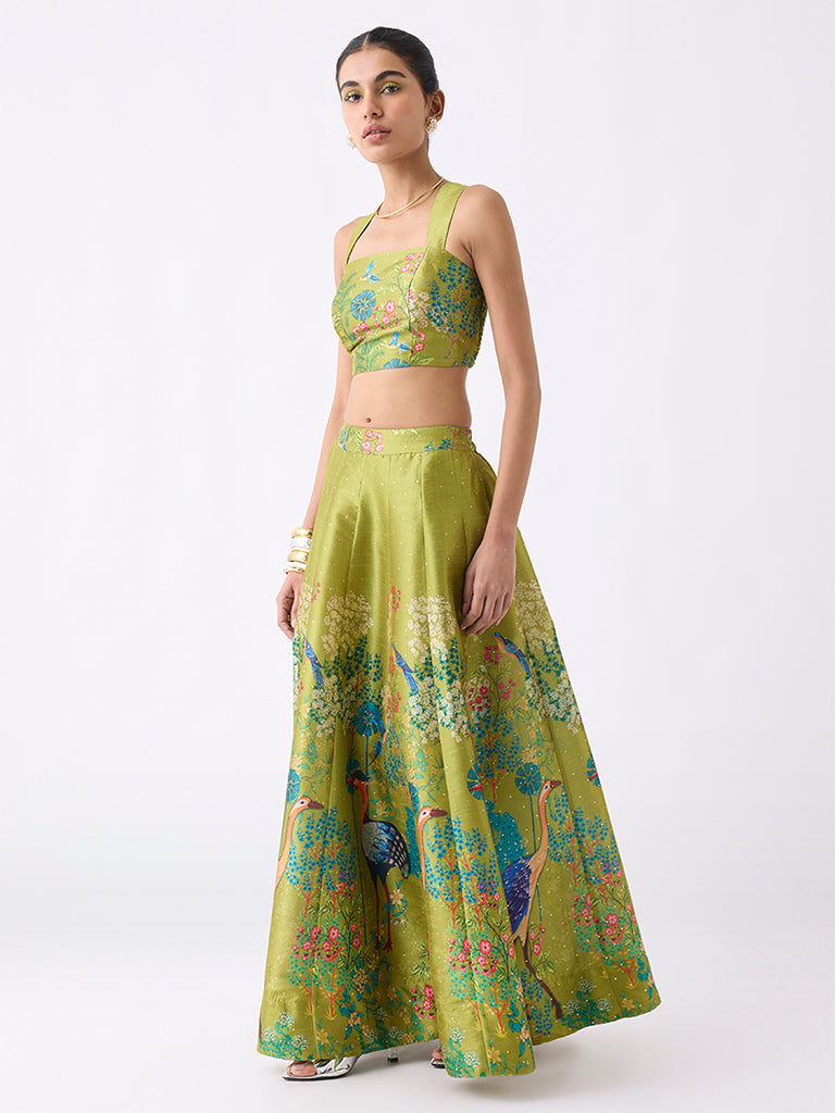 Vark Lime Botanical-Inspired Ethnic Top