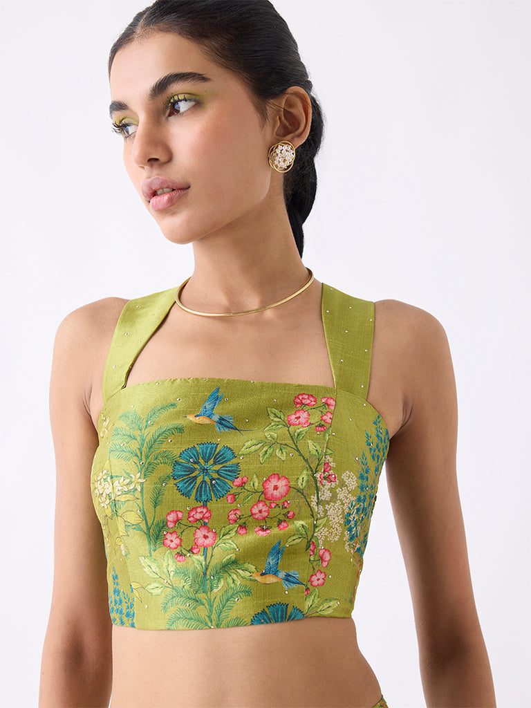 Vark Lime Botanical-Inspired Ethnic Top