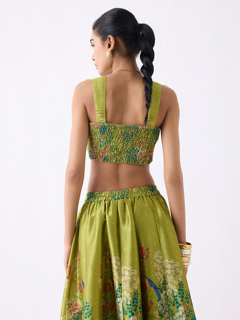 Vark Lime Botanical-Inspired Ethnic Top
