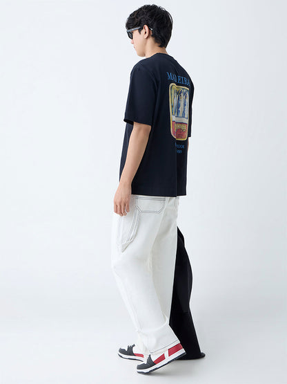 Nuon White Relaxed-Fit Mid-Rise Jeans