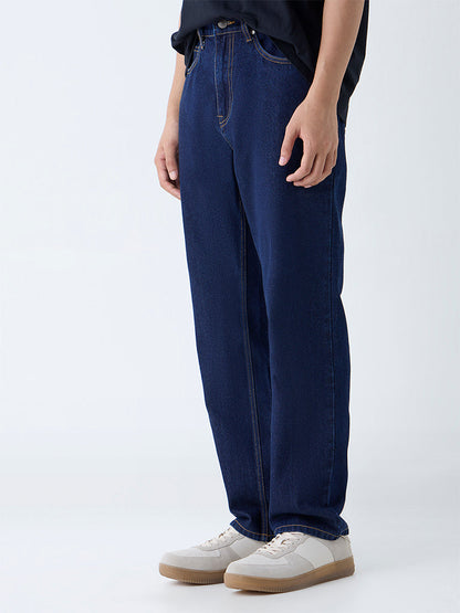 Nuon Dark Blue Relaxed-Fit Mid-Rise Jeans