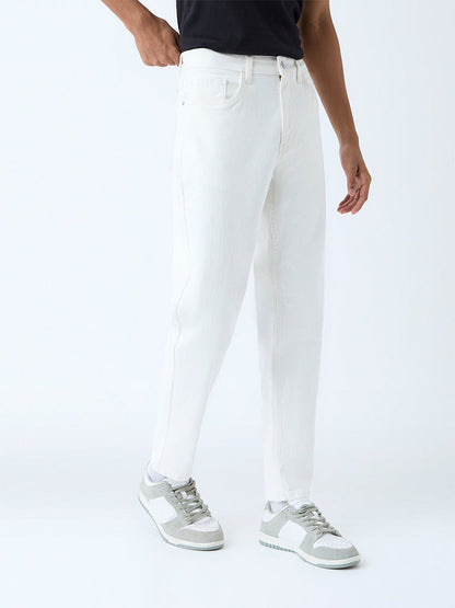 Nuon White Slim-Fit Mid-Rise Jeans
