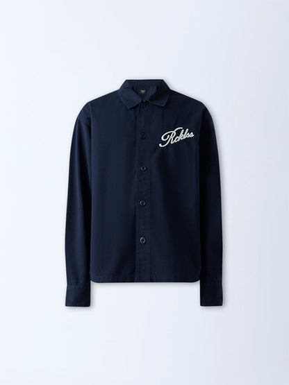 Nuon Navy Text Design Relaxed-Fit Cotton Shirt