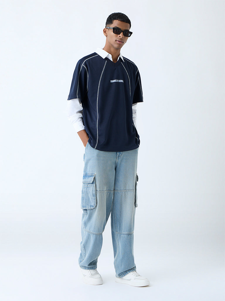 Nuon Navy Typographic Relaxed-Fit T-Shirt