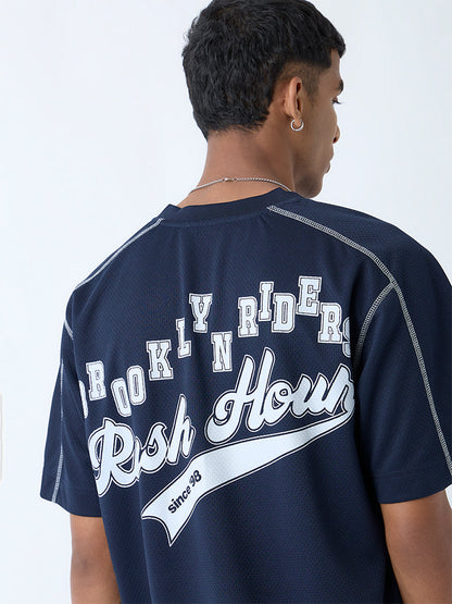 Nuon Navy Typographic Relaxed-Fit T-Shirt