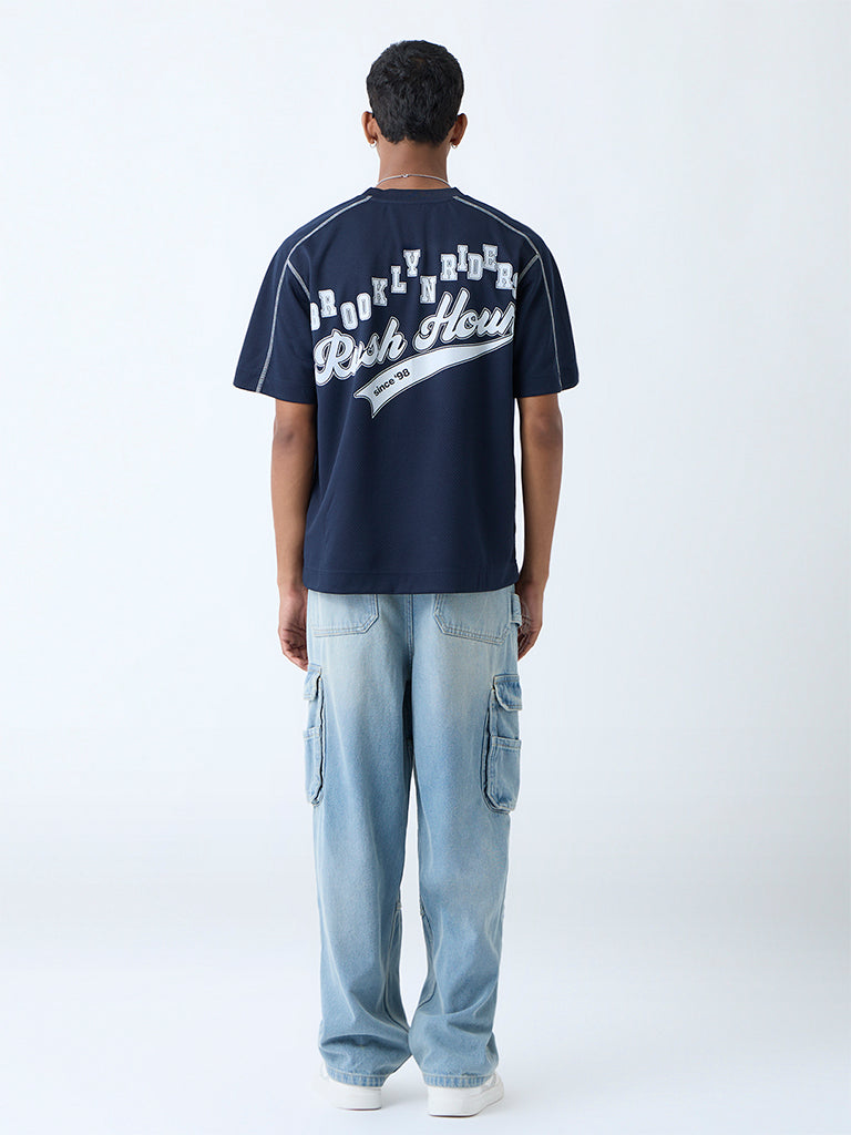 Nuon Navy Typographic Relaxed-Fit T-Shirt