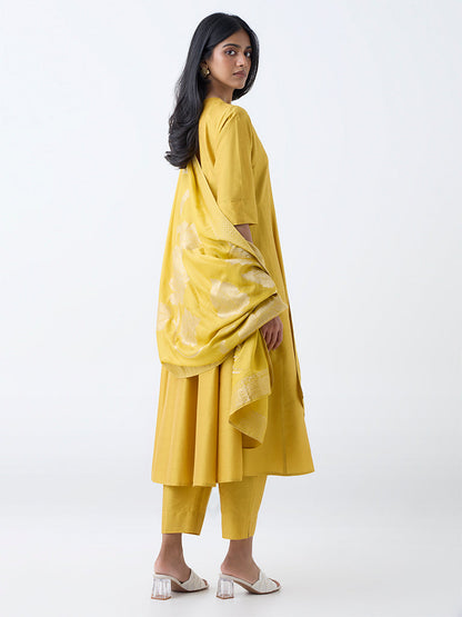 Vark Mustard Brocade Anarkali Ethnic Set
