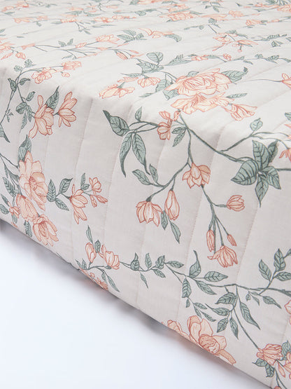 Westside Home Orange Foliage Pattern Reversible Quilted Single Bed Comforter