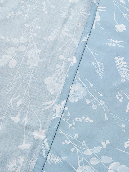 Westside Home Dusty Blue Foliage Pattern King Bed Sheet Set