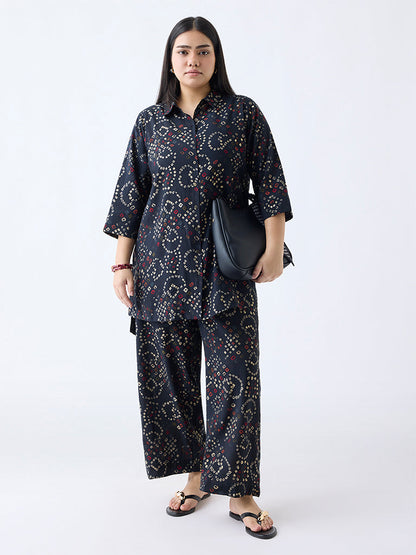 Diza Black Bandhani Print Tunic