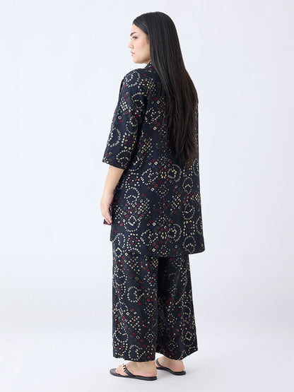 Diza Black Bandhani Print Tunic
