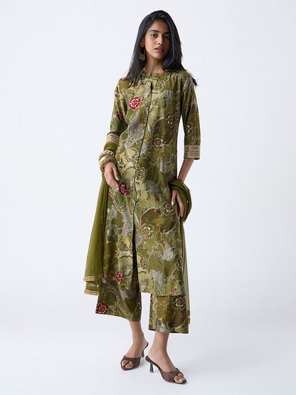 Vark Olive Botanical Design A-Line Ethnic Set