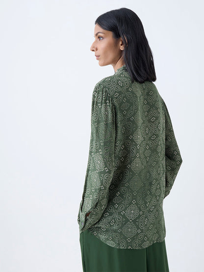 Zuba Dark Green Bandhani Printed Tunic