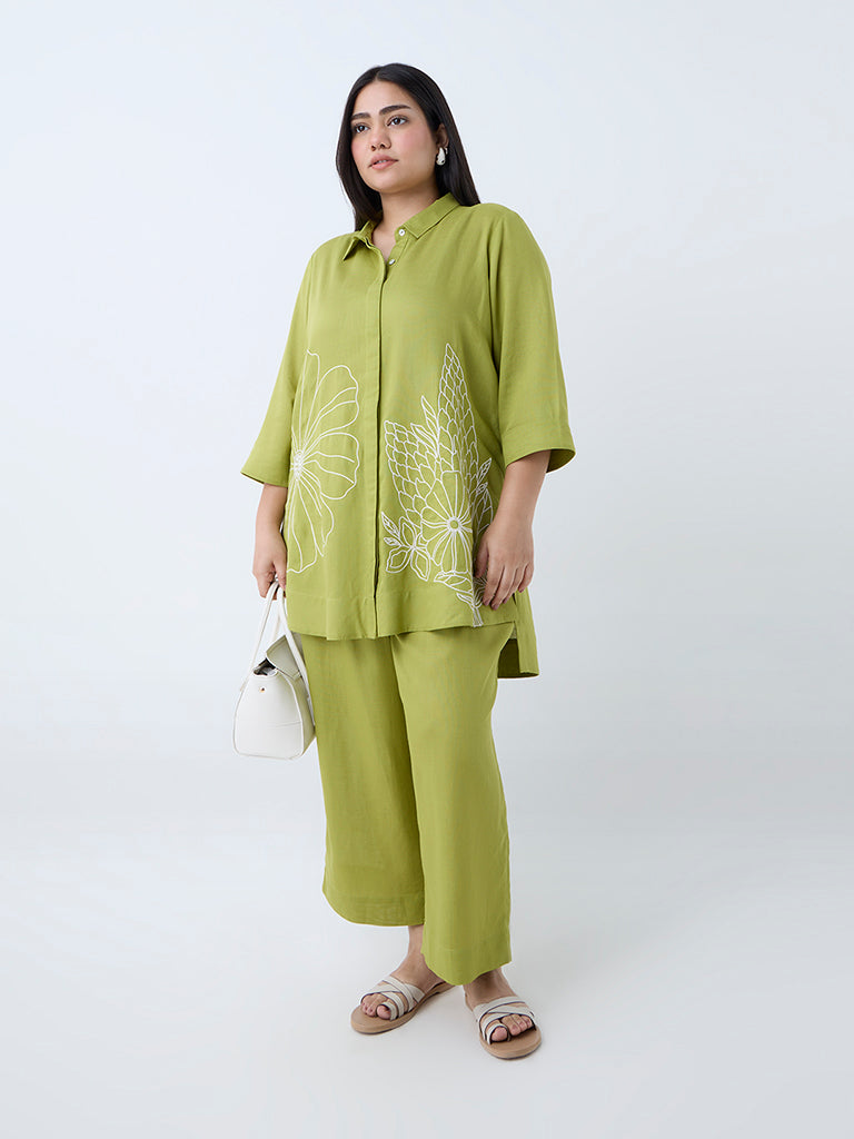 Diza Lime Solid Ethnic Pants