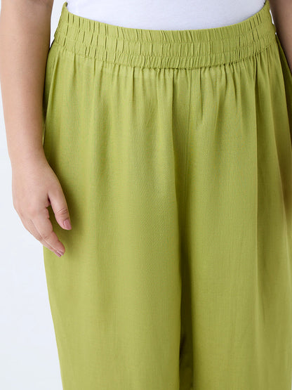 Diza Lime Solid Ethnic Pants
