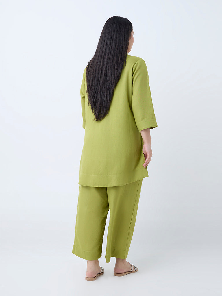 Diza Lime Floral Pattern Tunic