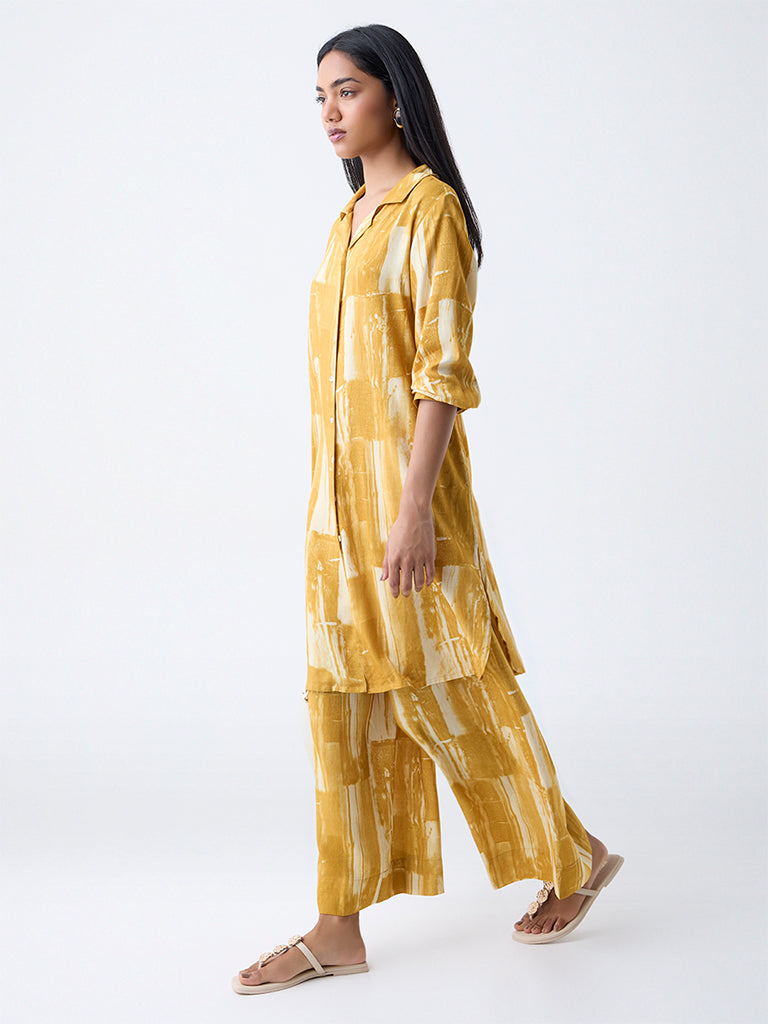 Utsa Yellow Abstract Detailed Straight Kurta