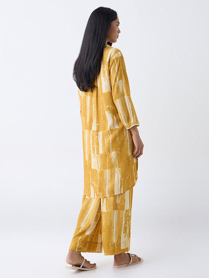 Utsa Yellow Abstract Detailed Straight Kurta