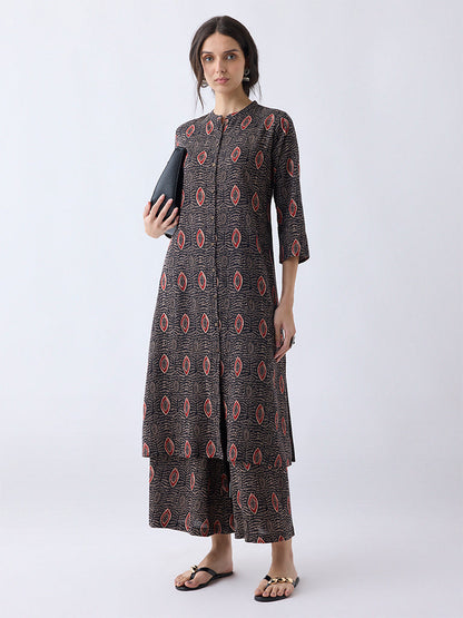Utsa Black Printed Palazzos