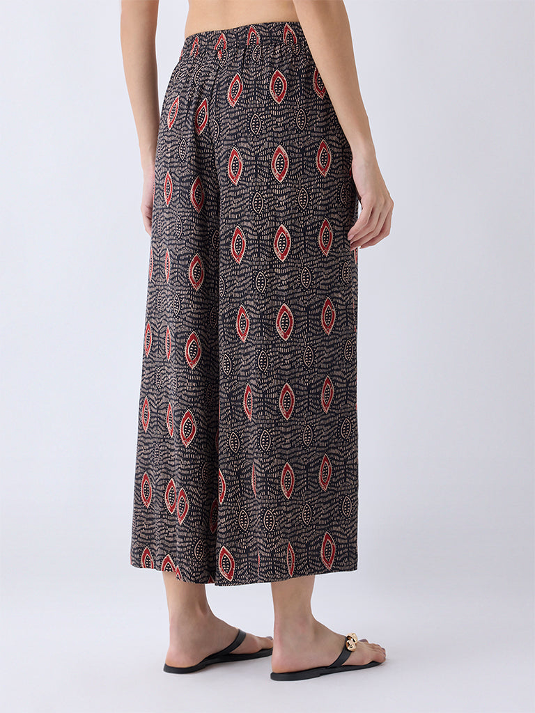 Utsa Black Printed Palazzos