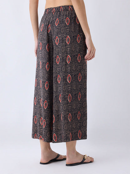 Utsa Black Printed Palazzos