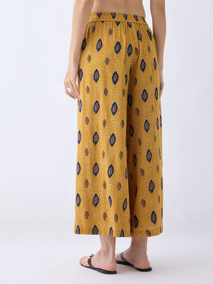 Utsa Mustard Printed Palazzos