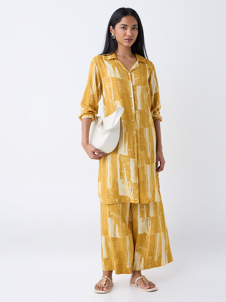 Utsa Yellow Abstract Pattern Pants