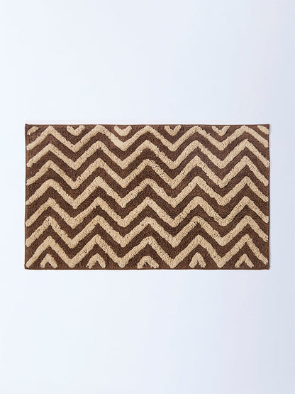Westside Home Dark Brown Chevron Pattern Bath Mat