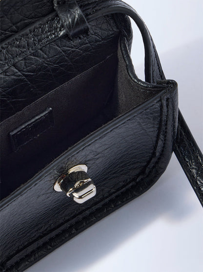 Westside Black Textured Adjustable Mini Sling Bag