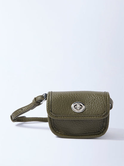 Westside Olive Textured Adjustable Mini Sling Bag