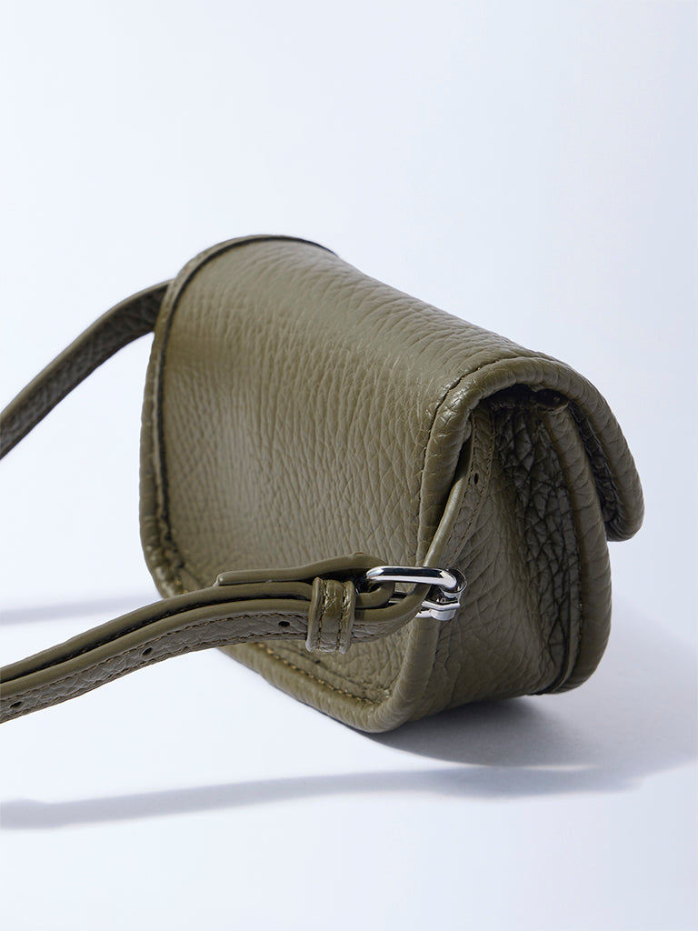 Westside Olive Textured Adjustable Mini Sling Bag