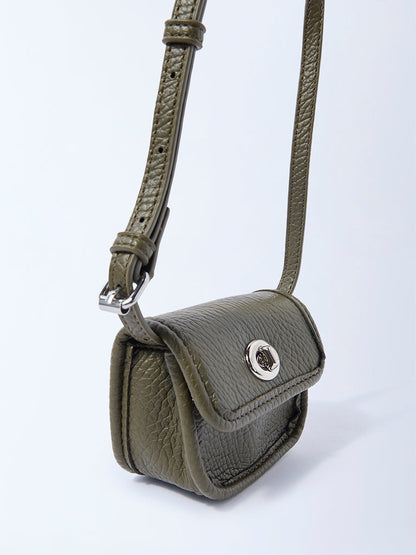 Westside Olive Textured Adjustable Mini Sling Bag
